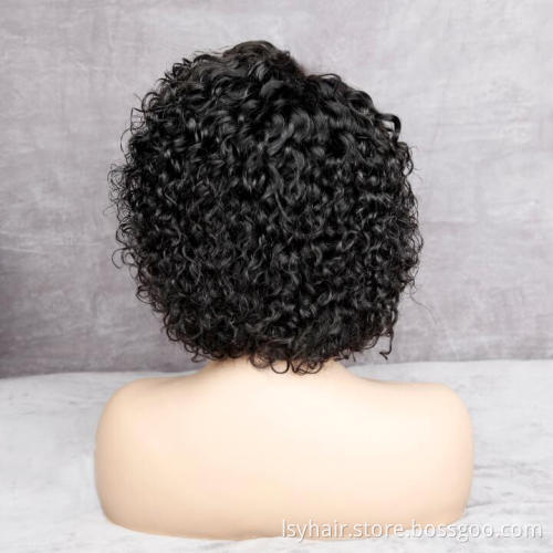 Short Curly Pixie Cut Bob Wigs Lace Front Wigs Indian Hair Closure Curly Human Hair Frontal Wigs